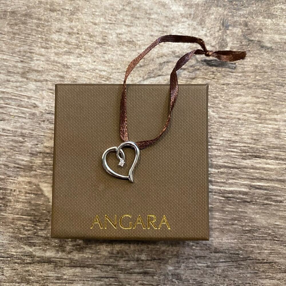 Angara Sterling Silver Diamond Heart Pendant NWT - Picture 6 of 10